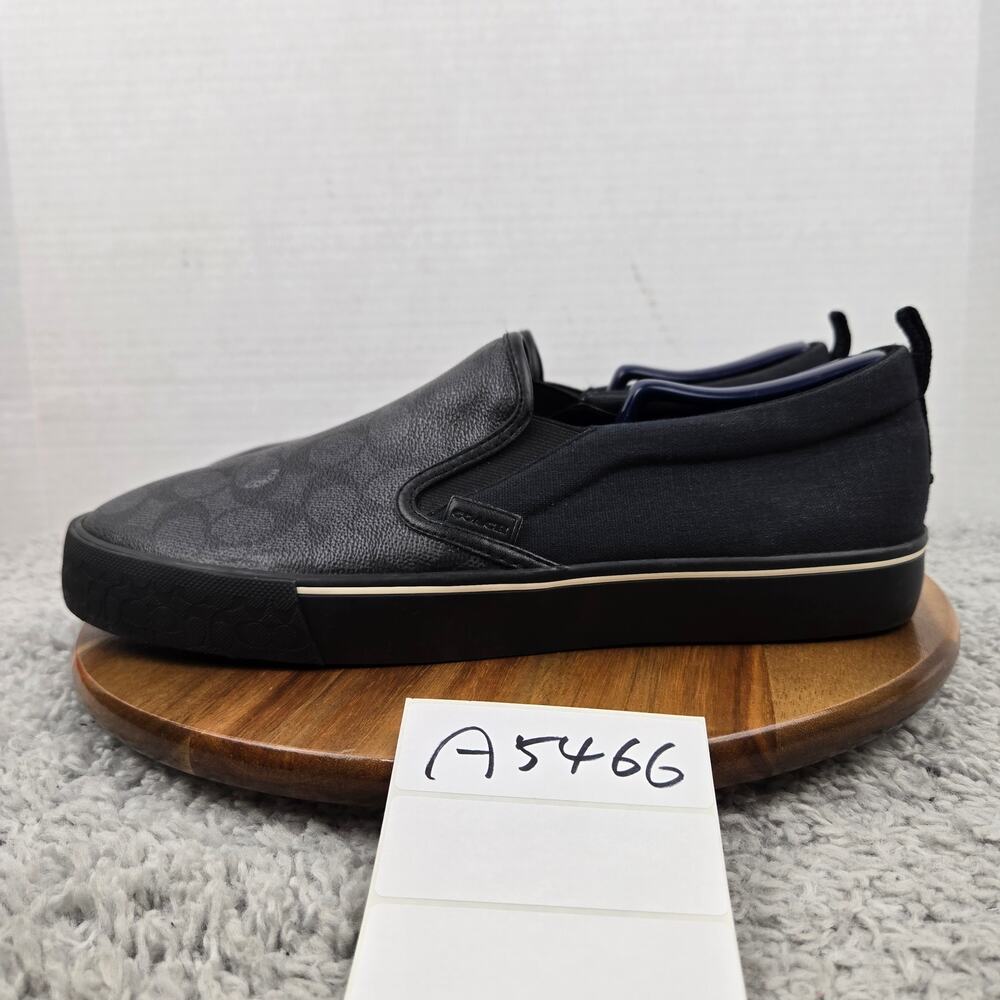 Coach Mens 12D Jacquard Signature Slip On Black Casual Daily Skate Sneaker